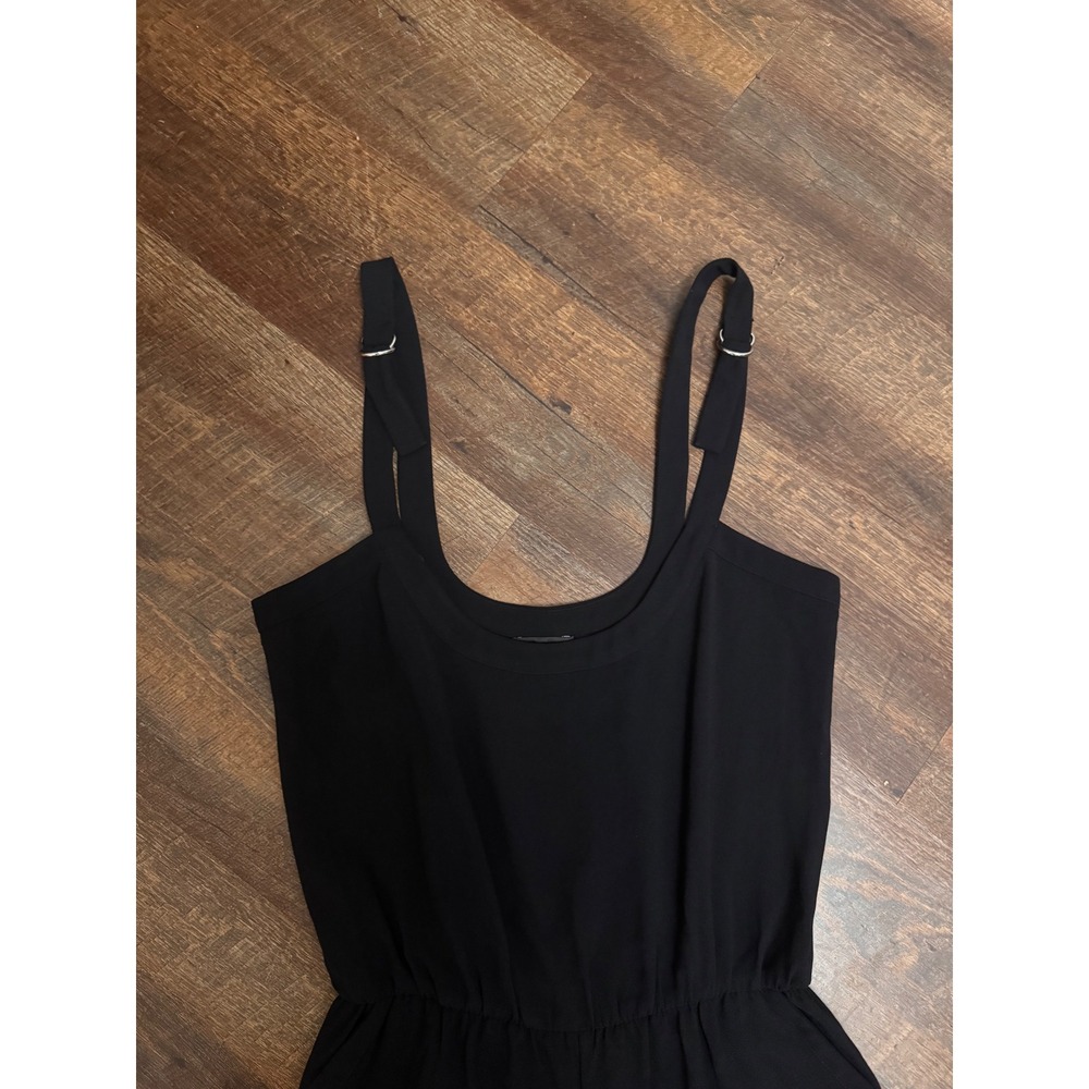 Bebe NWT Crepe Slouchy Wide Leg Jumpsuit Black Size 8 Adjustable Straps - Picture 2 of 9